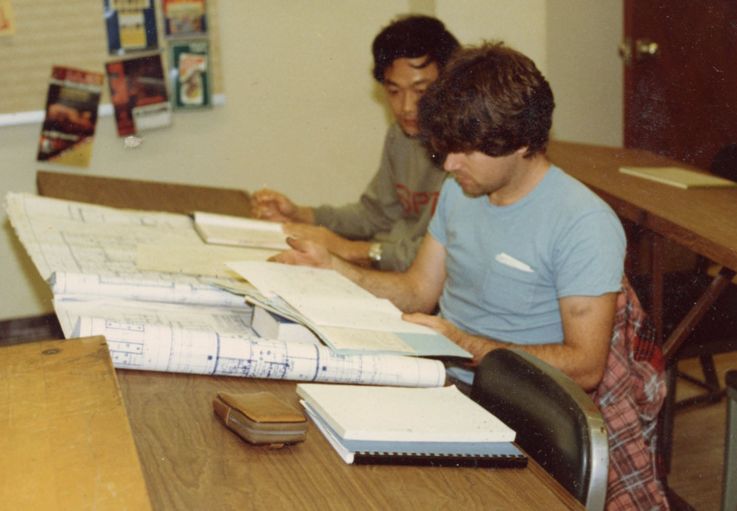 Architecture students working at tables