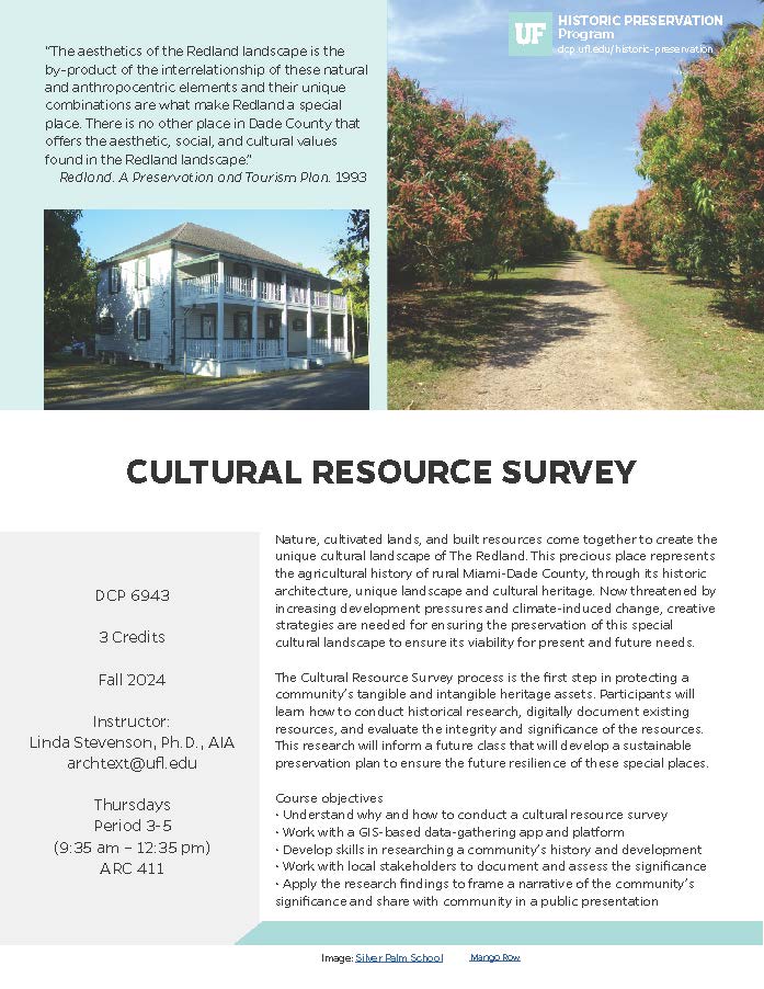 DCP 6943 Cultural Resource Survey with Dr. Linda Stevenson