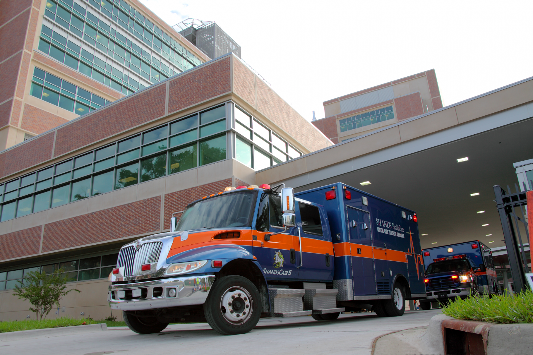 Emergency car parked outside shands Hospital 