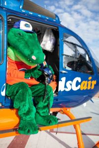 Albert the Alligator in the ShandsCair helicopter