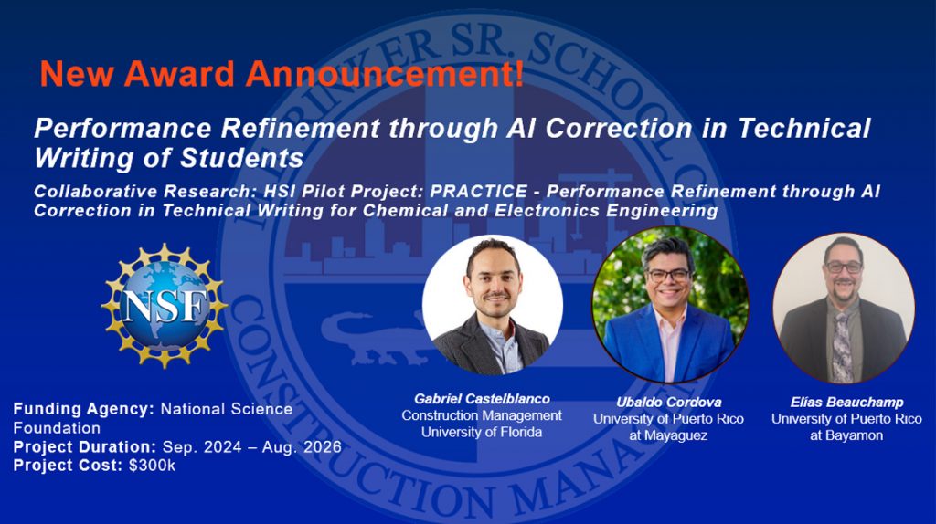 award-announcement-hsi-pilot-project Castelblanco and Team Receive $300K NSF Award for AI in Engineering Education