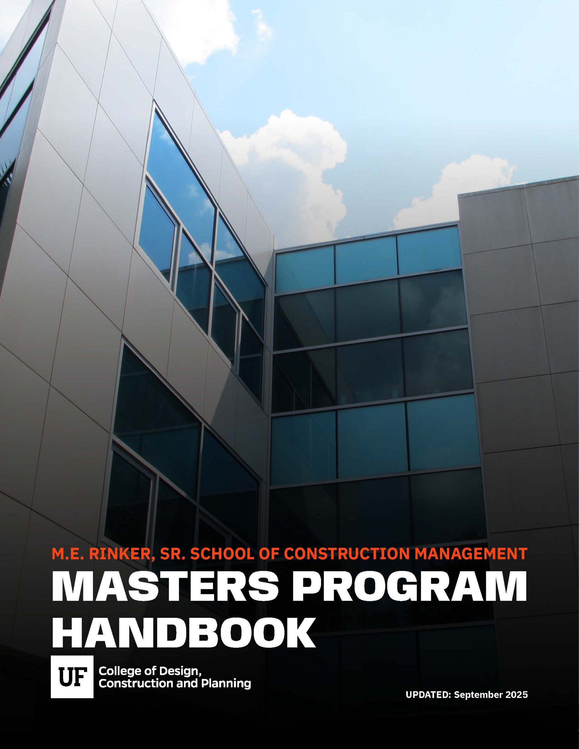 UF Rinker School Masters Program Handbook Cover