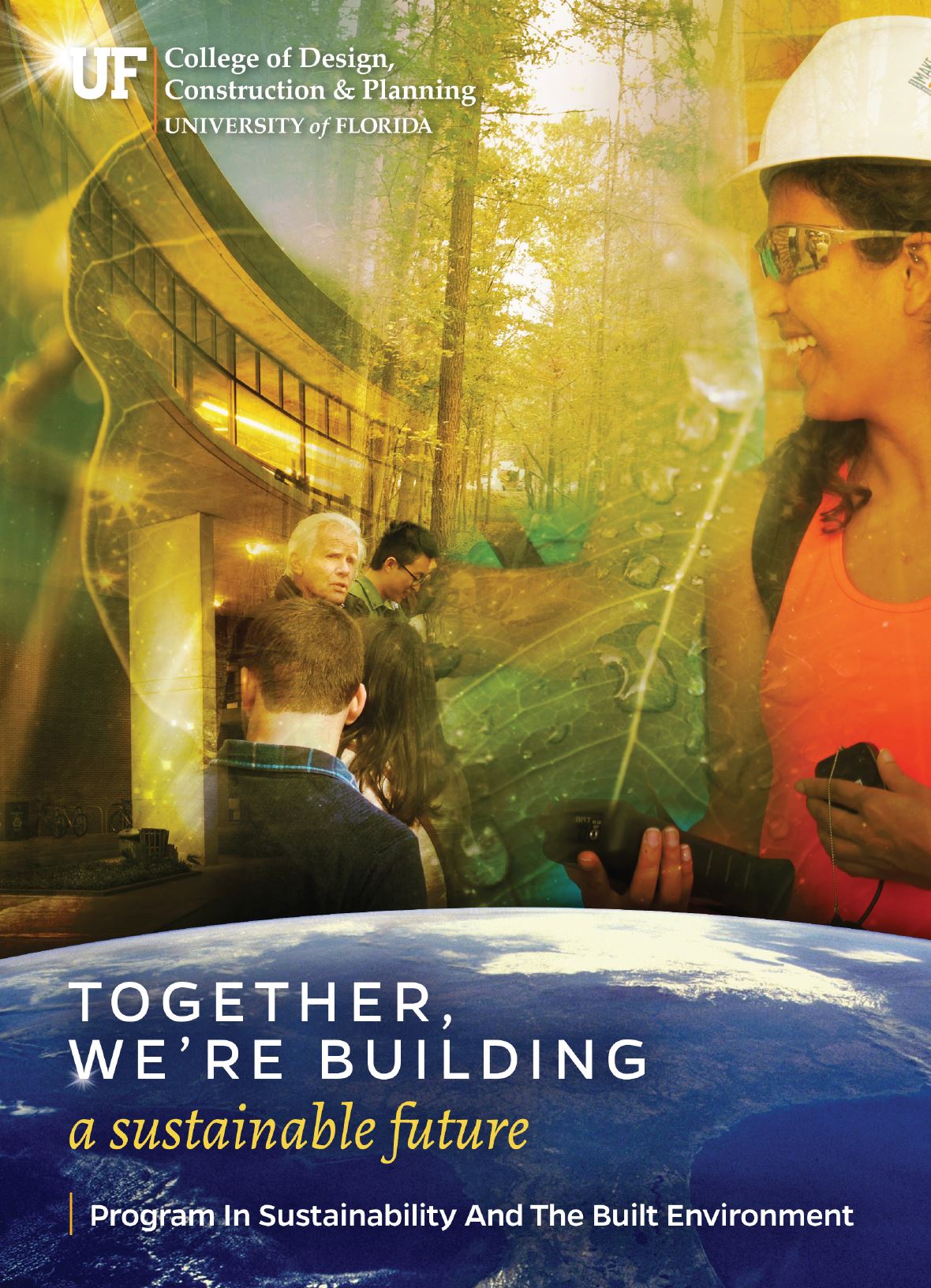 SBE marketing page with students superimposed over nature and built environment.