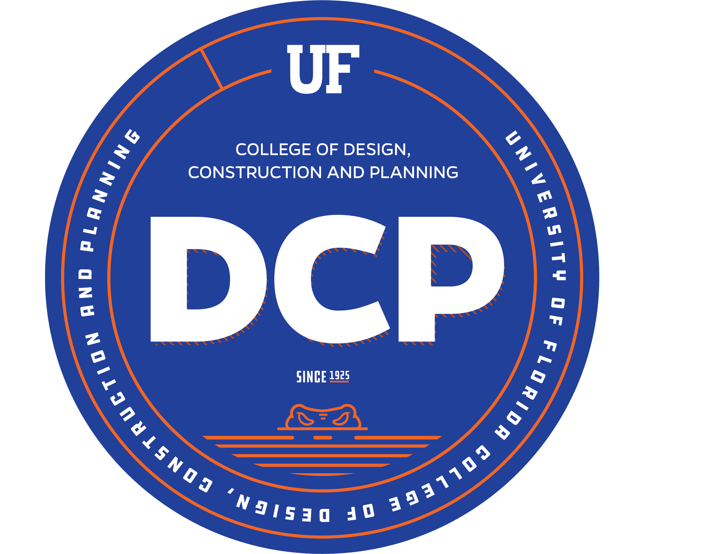 DCP Circle Logo color UF College of Design Construction and Planning