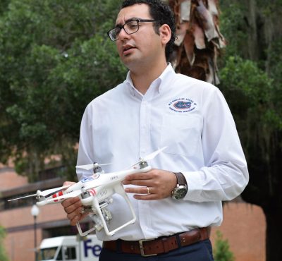 Gheisari discusses the potentials of Drones for construction safety applications in an interview with UF News scaled